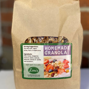 Bag of Lou's Homemade Granola. 